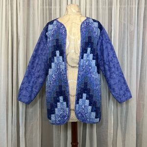 Handmade Blue Patchwork Quilt Jacket